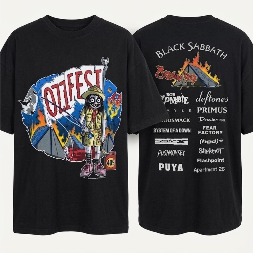 Ozfest Black Graphic Band Tee with Tour Back Print